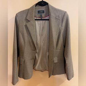 Le Chateau blazer, double button, pleats, lightweight, NWOT, beige, S